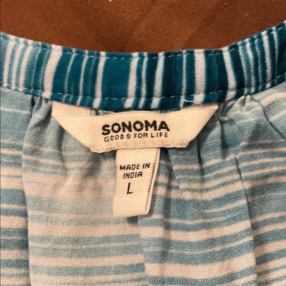 Sonoma Teal and White Striped Tank Top - Picture 3 of 3